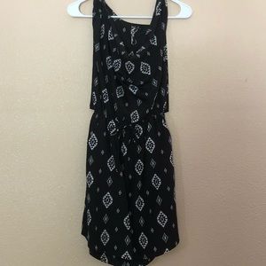 Open back black print dress